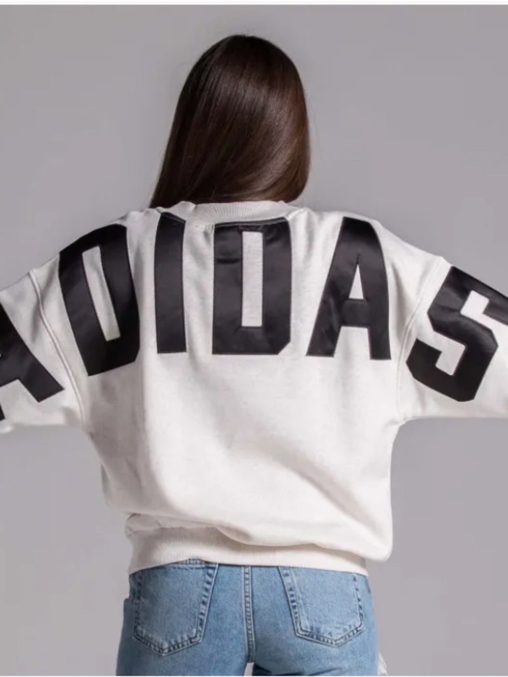 adidas White Sweatshirt with Large Black Logo - Women's